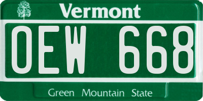 VT license plate OEW668