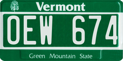 VT license plate OEW674
