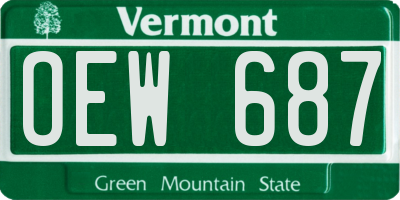 VT license plate OEW687
