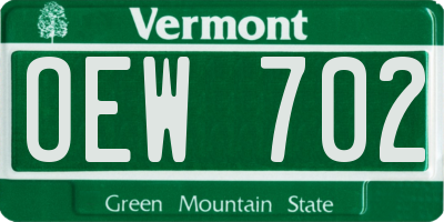 VT license plate OEW702