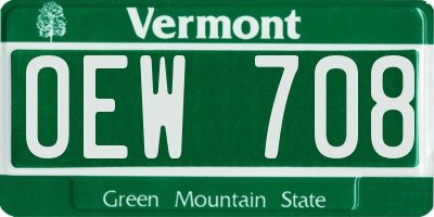 VT license plate OEW708