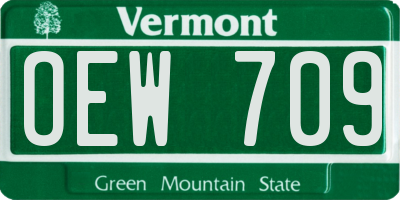 VT license plate OEW709