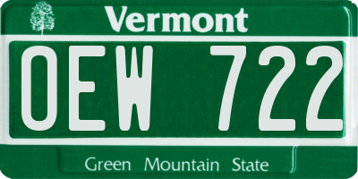 VT license plate OEW722