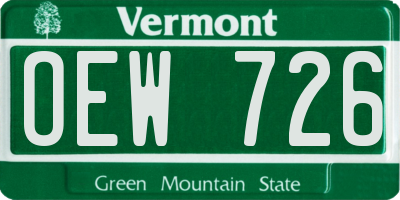 VT license plate OEW726