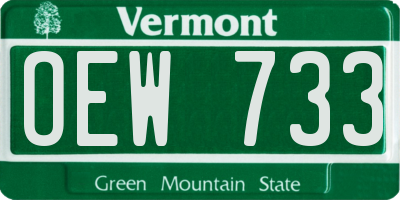 VT license plate OEW733