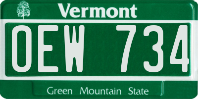 VT license plate OEW734