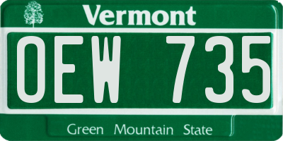 VT license plate OEW735