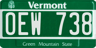 VT license plate OEW738