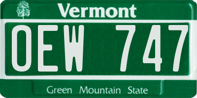 VT license plate OEW747