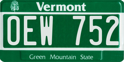 VT license plate OEW752