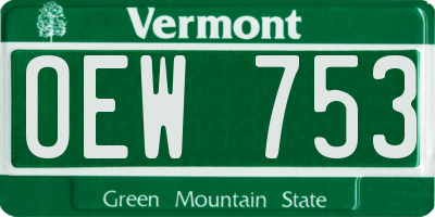VT license plate OEW753