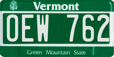 VT license plate OEW762