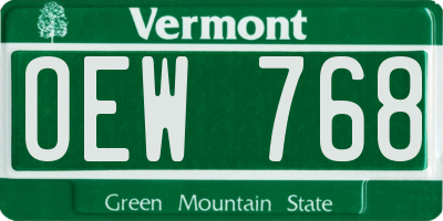 VT license plate OEW768
