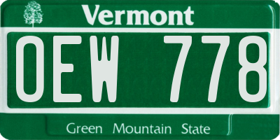 VT license plate OEW778