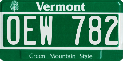 VT license plate OEW782