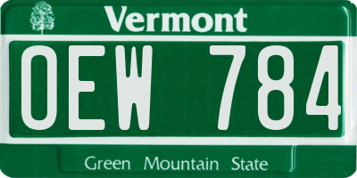 VT license plate OEW784