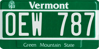 VT license plate OEW787