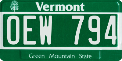 VT license plate OEW794