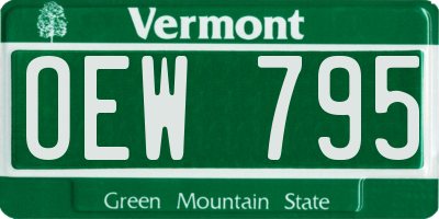 VT license plate OEW795