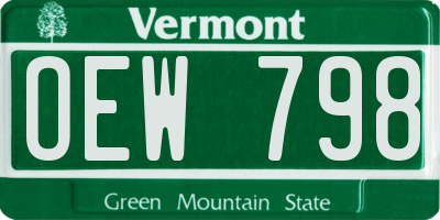 VT license plate OEW798