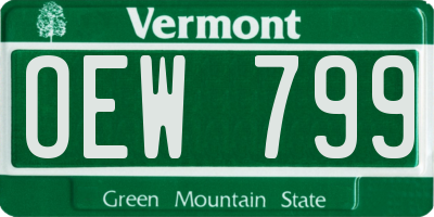VT license plate OEW799
