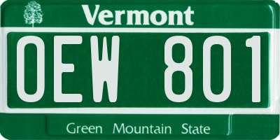 VT license plate OEW801