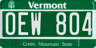 VT license plate OEW804