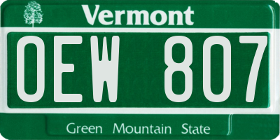 VT license plate OEW807