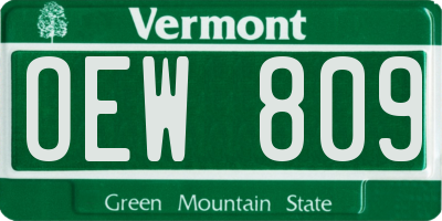 VT license plate OEW809