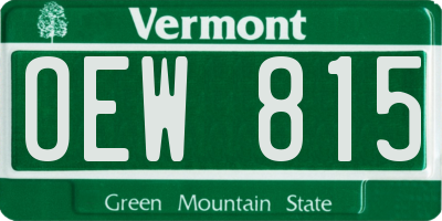 VT license plate OEW815