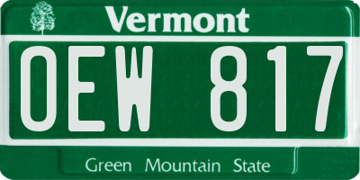 VT license plate OEW817