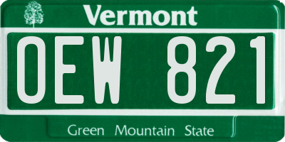 VT license plate OEW821