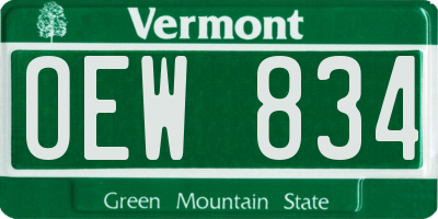 VT license plate OEW834