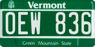 VT license plate OEW836