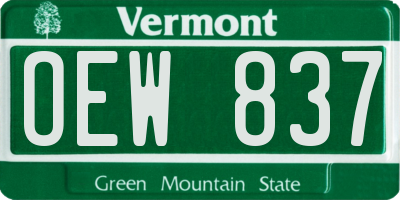 VT license plate OEW837