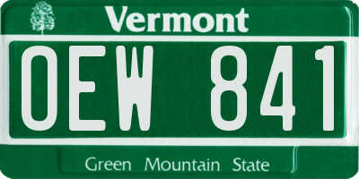 VT license plate OEW841