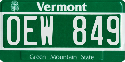 VT license plate OEW849