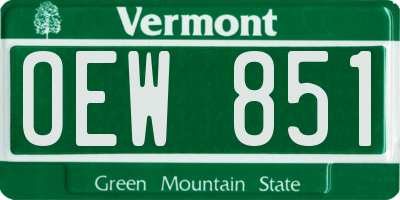 VT license plate OEW851