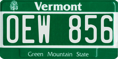 VT license plate OEW856