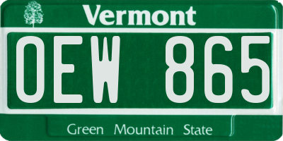 VT license plate OEW865