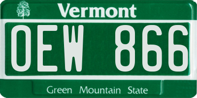 VT license plate OEW866
