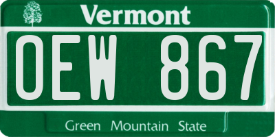 VT license plate OEW867