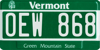 VT license plate OEW868