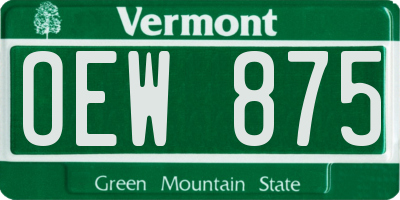 VT license plate OEW875