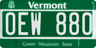 VT license plate OEW880