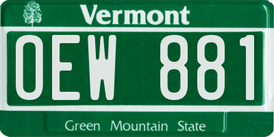 VT license plate OEW881