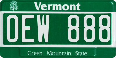 VT license plate OEW888
