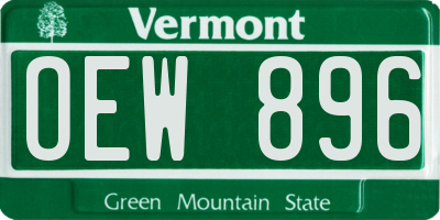 VT license plate OEW896