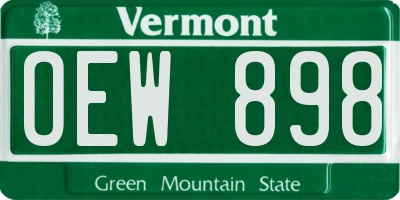 VT license plate OEW898
