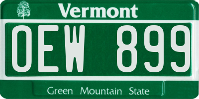 VT license plate OEW899